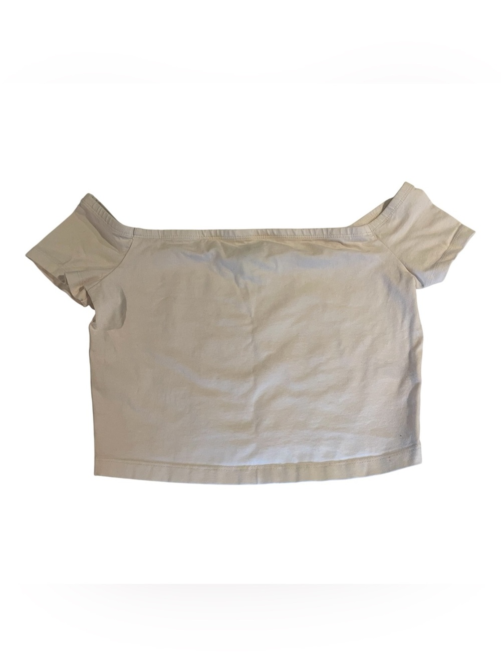 Spirit Jersey Crop Top Off The Shoulder Women’s Small White Cotton Blend Flirty